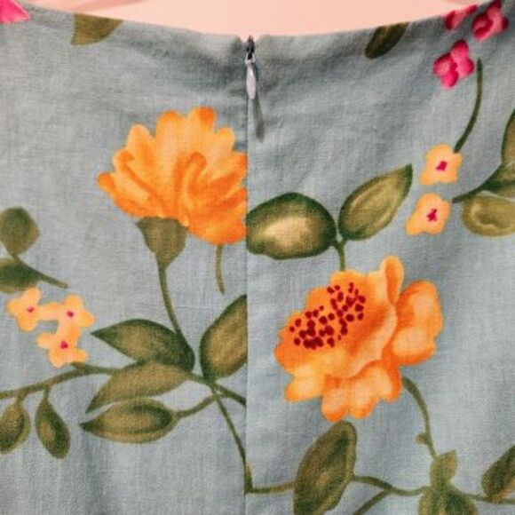 Coldwater Creek Aqua Beaded Linen Sleeveless Dress Sz 8 - Picture 3 of 7